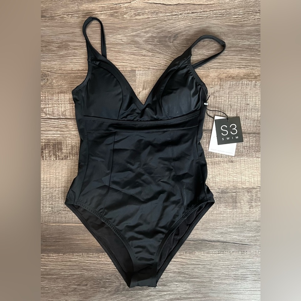 Women’s Black One-Piece Swimsuit, Size Small